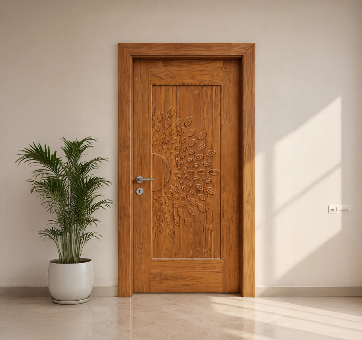 Teak Wood Flat 3 Carving+Polish