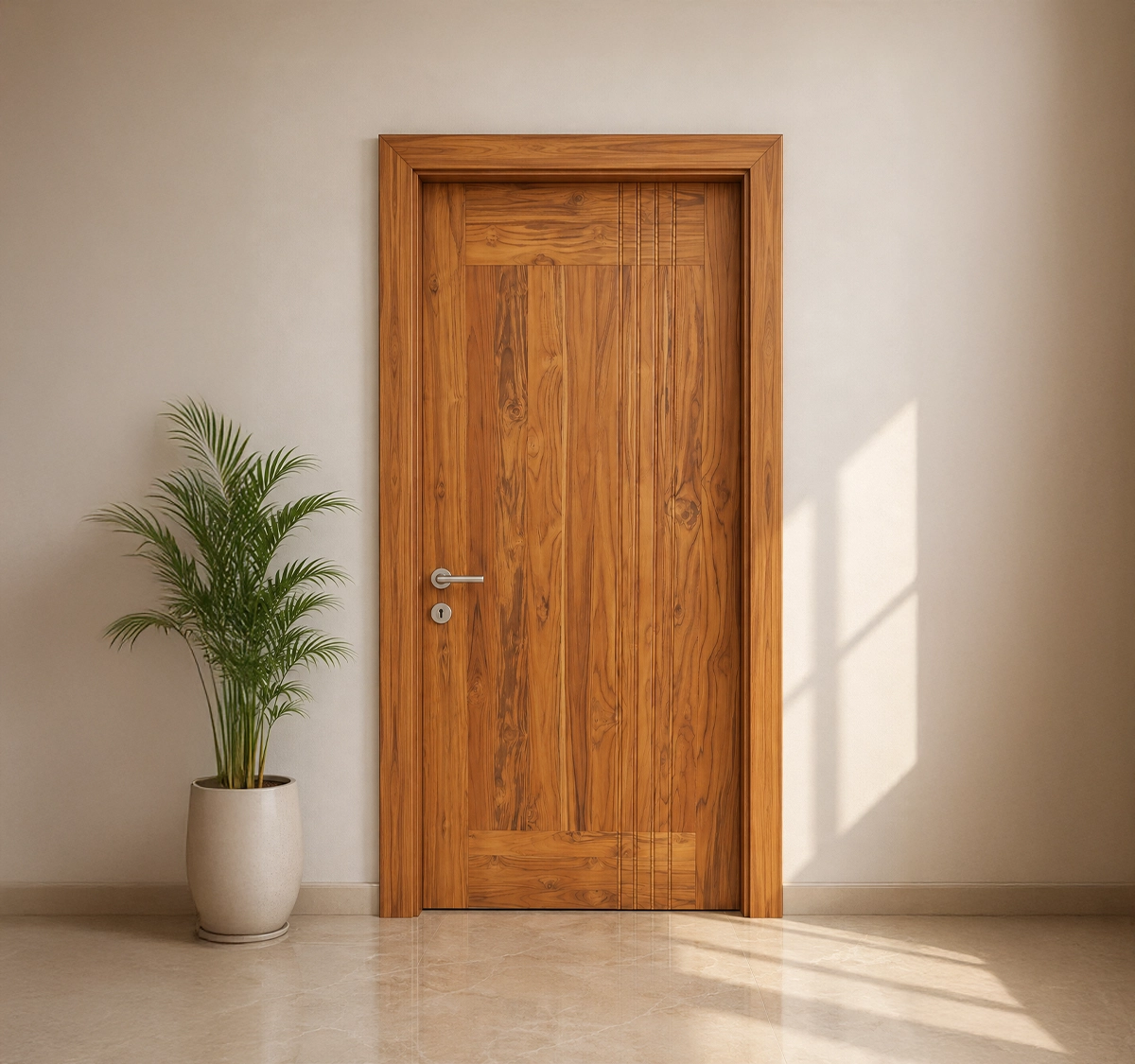 Teak Wood Flat 5 Carving+Polish