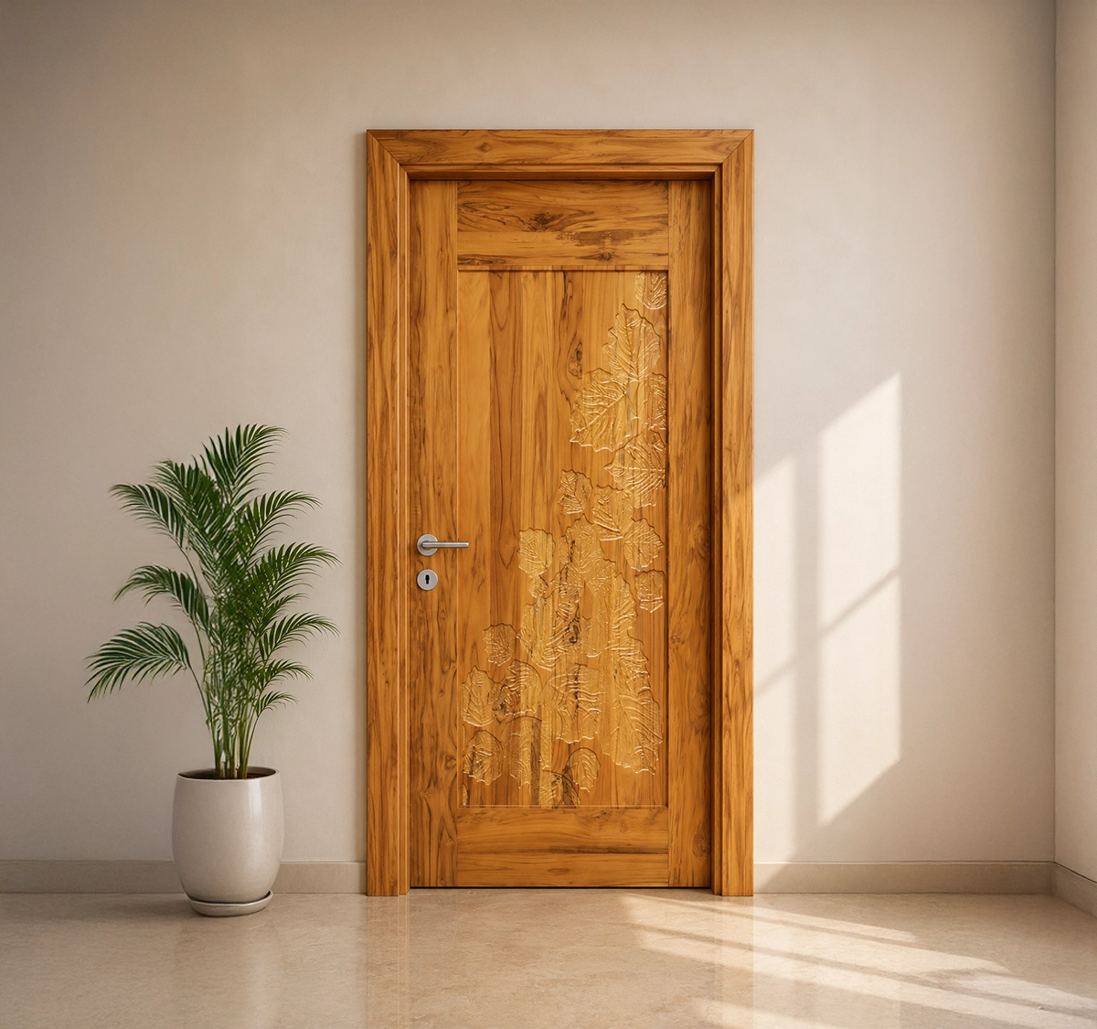 Teak Wood Flat 4 Carving+Polish