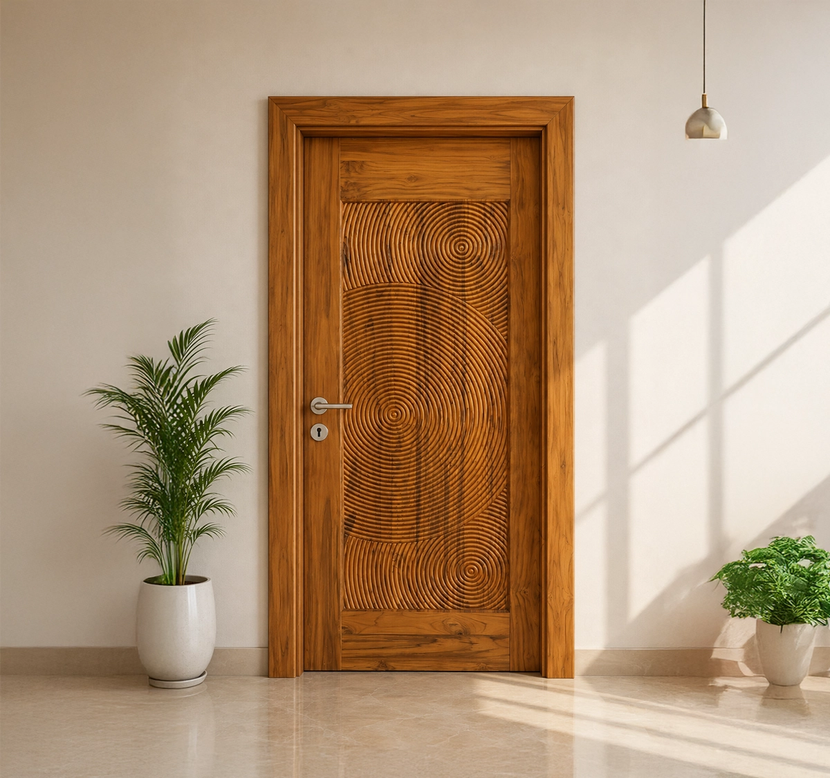 Teak Wood Flat 1 Carving+Polish