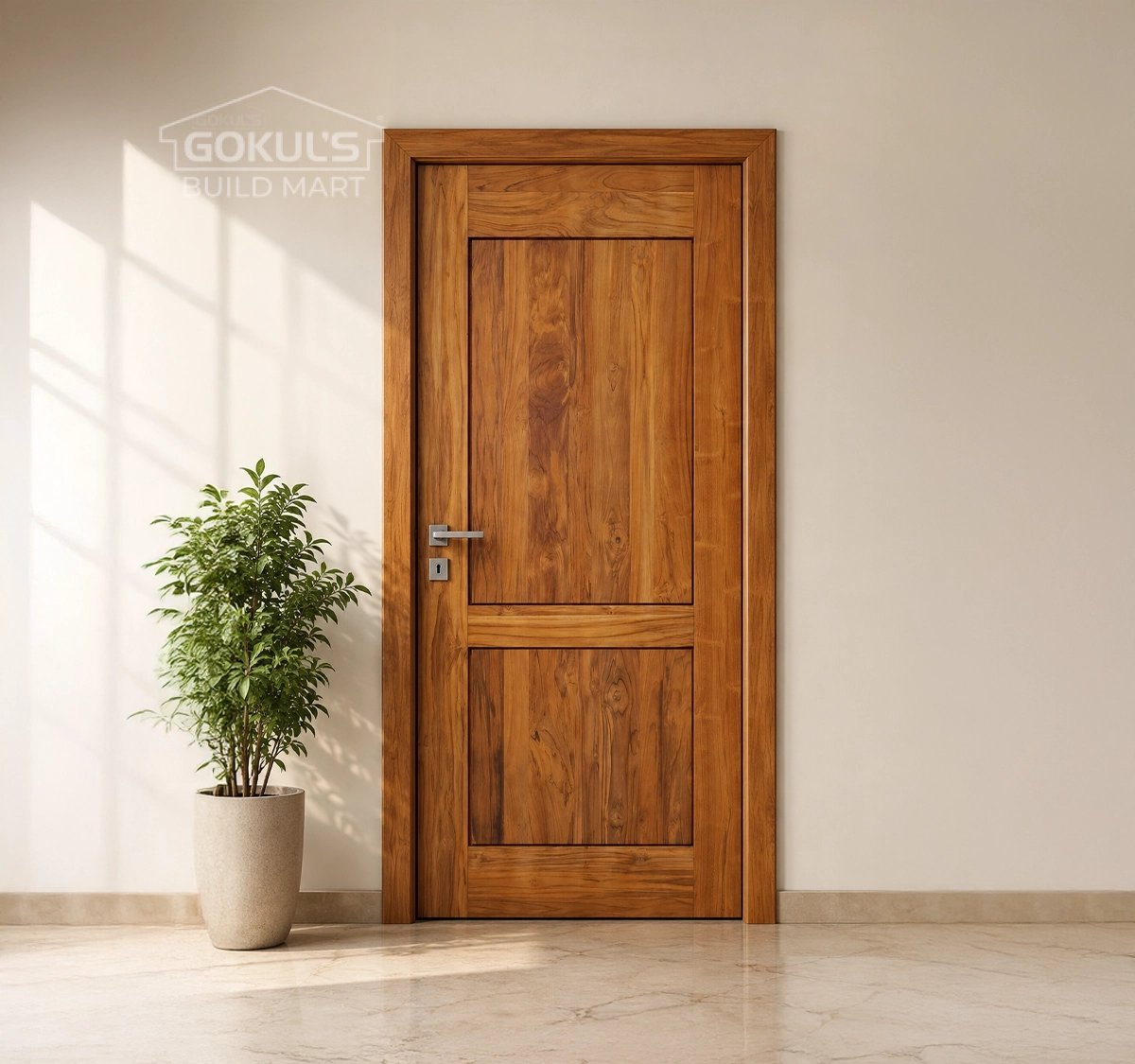 Teak Wood TP (8mm) Groove Door With Polish