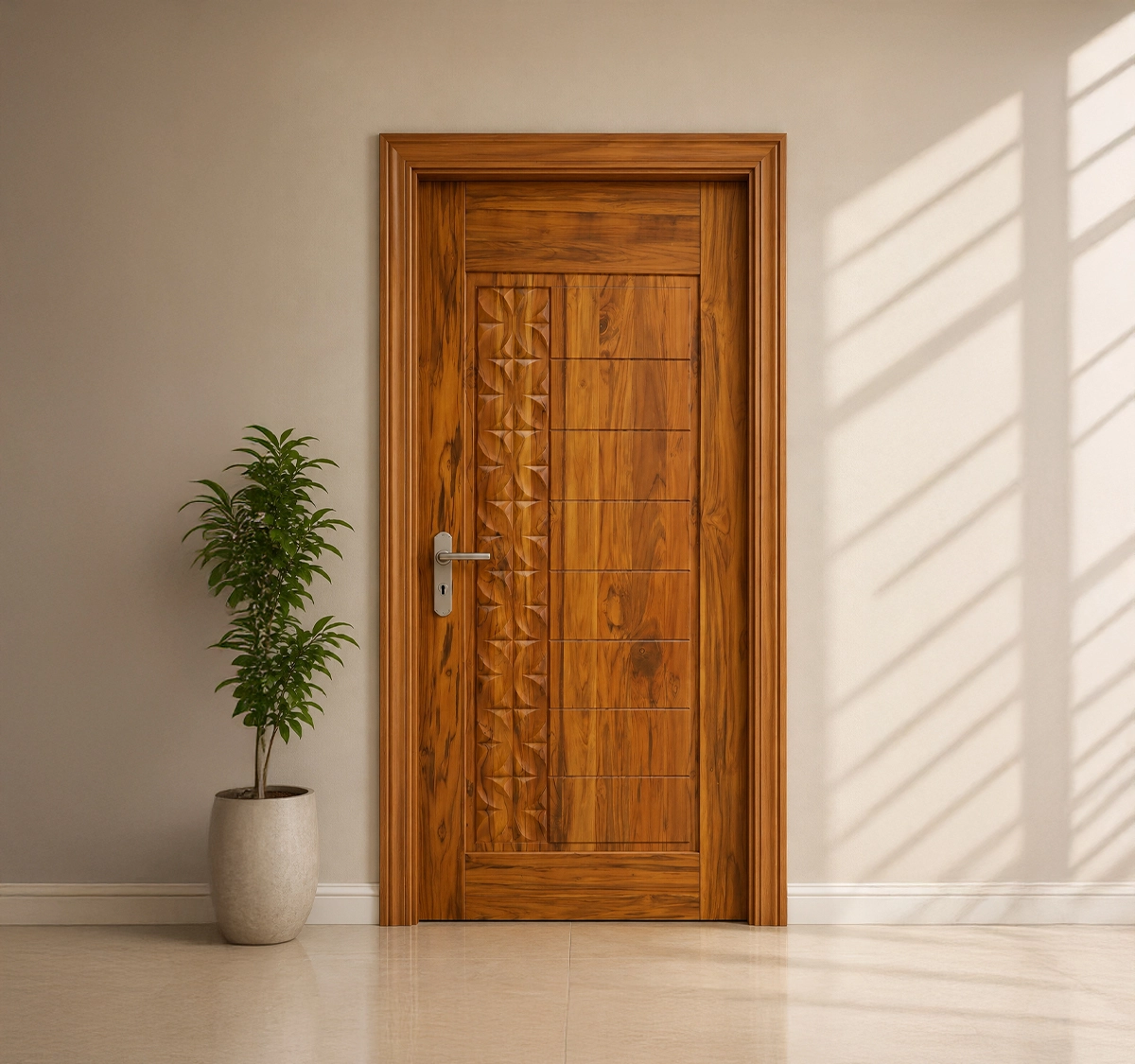Teak Wood SPS 8MM 3 Carving+Polish